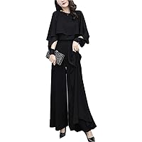 DYIOPMFGZ Women's 2-Piece Set, Pants, Dress, Wide Pants, Top and Bottom Set, Shirt, Trousers, Long Pants, Flared, Cut and Sew, Chiffon, Casual, Loose, Long Length, Formal, Work, Party, Slimming