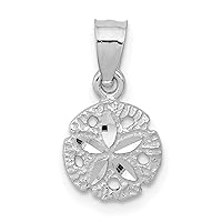 10k White Gold Sand Dollar Pendant Necklace Jewelry for Women