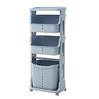 Plastic Vertical Stackable Laundry Sorter Hamper with Wheels, Removable Basket for Organizing Clothes, Laundry, Lights & Darks, Kitchen Bathroom Storage Bin (Color : Beige, Size : 3-Tiers) (Gray 3)