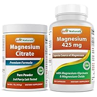 Magnesium Citrate Powder 1 Pound & Magnesium Glycinate 425 mg