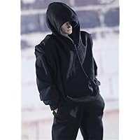 HiPlay 1/6 Scale Figure Doll Clothes, Hoodie+Pants Costume for 12 inch Male Action Figure Phicen/TBLeague MYF13-Black
