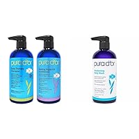 PURA D'OR Scalp Therapy Shampoo & Conditioner Set(16 fl oz x 2) + Awakening Body Wash(16oz) With Aloe Vera, Tea Tree Oil & Lavender
