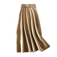 Waisted Slim Stylish Half Skirt Commuting Mid Length A-line Solid Color Large Swing Women