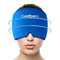 Migraine Headache Relief Cap, Hot & Cold Compression Gel Head Wrap Ice Pack Mask, Migraine Tension & Stress Relief Hat, No Seams Around Ears, Stay Cold Longer