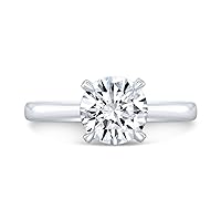 Riya Gems 2 CT Round Moissanite Engagement Ring Wedding Eternity Band Vintage Solitaire Halo Setting Silver Jewelry Anniversary Promise Vintage Ring Gift