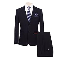 Men's 2 Piece Slim Fit Plaid Suit Single Breasted Checked Blazer Pants Set Formal Dress Party Prom Tuxedo Suits (Black 2,7X-Large)