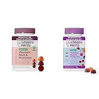 SmartyPants Organic Women's and Toddler Multivitamin Gummies with Probiotics, Omega 3, Vitamins D3, B12, C, A, K, Zinc and More, Gluten Free, 120 and 60 Count