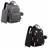 iniuniu Diaper Bag Backpack, Large Unisex Baby Bags for Boys Girls, Waterproof Travel Back Pack with Diaper Pouch, Washable Changing Pad, Pacifier Case and Stroller Straps (Black and Dark Gray)