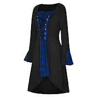 Long Spring Dresses for Women 2024 Trendy, Womens Dress Plus Size Lattice Lace Up Patchwork Flare Sleeve Long