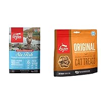 Dry Cat Food, Grain Free, Premium, High Protein, Fresh & Raw Animal Ingredients, Six Fish, 12lb Freeze Dried Cat Treats, Original, 1.25oz