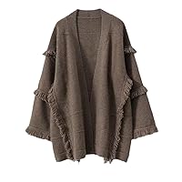 Autumn Winter Cashmere Cardigan Knitted Sweater Women Solid Color Loose Thicken Soft Female Coat