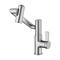 Lefton Rotatable Bathroom Faucet with Temperature Display (Batteries-Free), 3 Water Modes, Brushed Nickel, BF2204-0