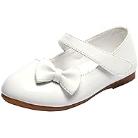 WUIWUIYU Toddlers Flower Girls Princess Casual Mary Jane Ballet Flats Cute Bow School Uniform Dress Shoes