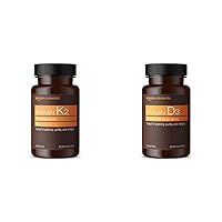 Amazon Elements Vitamin K2 (100 mcg, 65 Capsules) and Vitamin D3 (5000 IU, 180 Softgels)