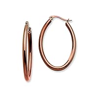 Stainless Steel Brown Ip Plated 40mm Oval Hoop Earrings