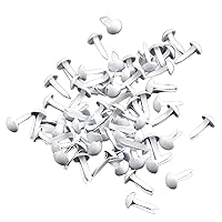 300 Pcs 5x10mm Small Round Paper Fasteners, Mini Metal Brads Fasteners for DIY Crafts Scrapbooking Office School Supplies,White