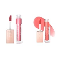 MAYBELLINE Lifter Gloss Lip Gloss Duo with Hyaluronic Acid, Petal 0.18 oz & Peach Ring 1 ct