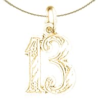 Jewels Obsession Silver Number Thirteen | 14K Yellow Gold-plated 925 Silver Number Thirteen, 13 Pendant with 18