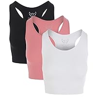 Women’s Workout Crop Tops for Women Ribbed Gym Cropped Tank Top Pack