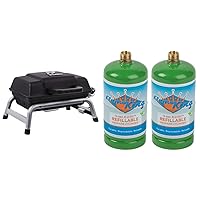 Char-Broil 1-Burner Portable Propane Gas Grill Bundle with Flame King Refillable Propane Cylinder Tanks (2-Pack)