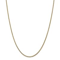 14k Gold 2.2mm Forzantine Cable Chain Necklace Jewelry for Women - Length Options: 16 18 20 22 24 26 30