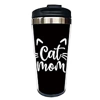Cat Mom Tumbler for Cat Lover, Stainless Steel Travel Coffee Mug for Women Birthday Mother's Day Gift, 12 Oz