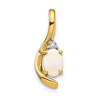 14k Yellow Gold Oval Polished Prong set Open back Diamond and Simulated Opal Pendant Necklace Measures 17x6mm Wide Jewelry for Women