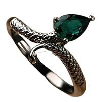 Solid 925 Sterling Silver & Natural Emerald 10x6mm Pear Shape Fine Step Cut May Birthstone Gemstone Ring for Men & Women. (Choose Your Size) |LW_GSR_0193