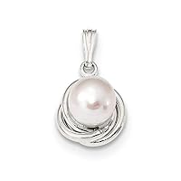 12mm 925 Sterling Silver Polished Freshwater Cultured Pearl Pendant Necklace Jewelry for Women