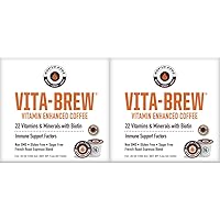 RapidFire Vita Brew Coffee Pods, 22 Vitamins and Minerals with Biotin, Increase Energy and Focus, Supports Immune System, French Roast Espresso Blend, Sugar Free, 16 Pods (Pack of 2)