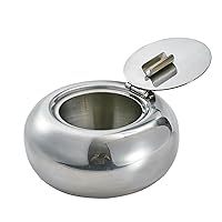 Stainless Steel Windproof Ashtrays with Lid for Cigarettes Cigar Smokers, Modern Outdoor Ash Holder Tabletop Ashtray for Car Desk Home office Decoration (Silver)