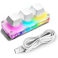 Ecarke USB Mini 3-Key Keypad Mechanical Gaming Keyboard Programming Macro with Software OSU HID Standard Keyboard（Upgrade Cherry Shaft & RGB LED） (Renewed)