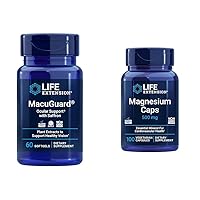 Life Extension MacuGuard Eye Health Supplement with Magnesium Capsules 500mg - Lutein, Zeaxanthin, Meso-zeaxanthin and Saffron for Healthy Vision - 60 Softgels and 100 Vegetarian Capsules