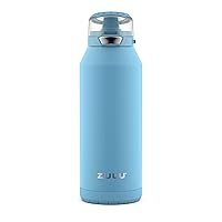 ZULU Swift Stainless Steel Vacuum Insulated Water Bottle with Covered Silicone Straw, 32oz (Ice Blue)