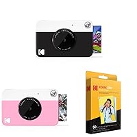 Kodak Printomatic Digital Instant Print Camera (Black) & Printomatic Digital Instant Print Camera (Pink) Print Memories Instantly & 2