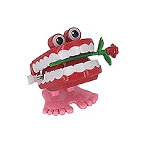 Novelty Funny Wind Up Toys Walking Wind Up Teeth with Eyes Feet (Rose) Decor for Celebration Party
