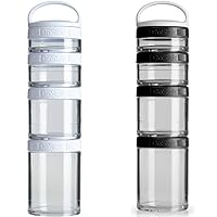 BlenderBottle GoStak 4-Piece Food Storage Containers White and Black Set
