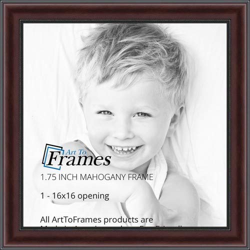 ArtToFrames 16x16 Inch Brown Picture Frame, This 1.75" Custom Poster Frame is Mahogany and Burgundy With Beaded Lip, for Your Art or Photos - C...