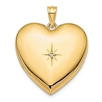 14k Yellow Gold 24mm Diamond Star Ash Holder Heart LocketCustomize Personalize Engravable Charm Pendant Jewelry Gifts For Women or Men (Length 1.19