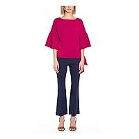 Michael Kors Womens Ruffled-Sleeve Tie-Side Pullover Blouse, Pink, X-Small