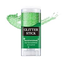 Ofanyia Body Glitter Stick, Singer Concerts Face Glitter Gel, Rotating Holographic Sequins Chunky Glitter Stick for Face Body Hair Eye, Sparkling Face Glitter Makeup Body Glitter for Women (04# Green)