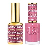 DC Duo Gel & Matching Lacquer Polish Set Soak off Gel NAIL All In One Daisy Top Coat for Nails (with bonus side Glitter) Made in USA (94 American Beauty)