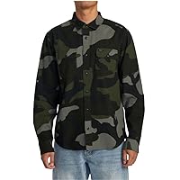 RVCA Mens Long Sleeve Woven Button Front Flannel Shirt - Panhandle Flannel (Camo, X-Large)
