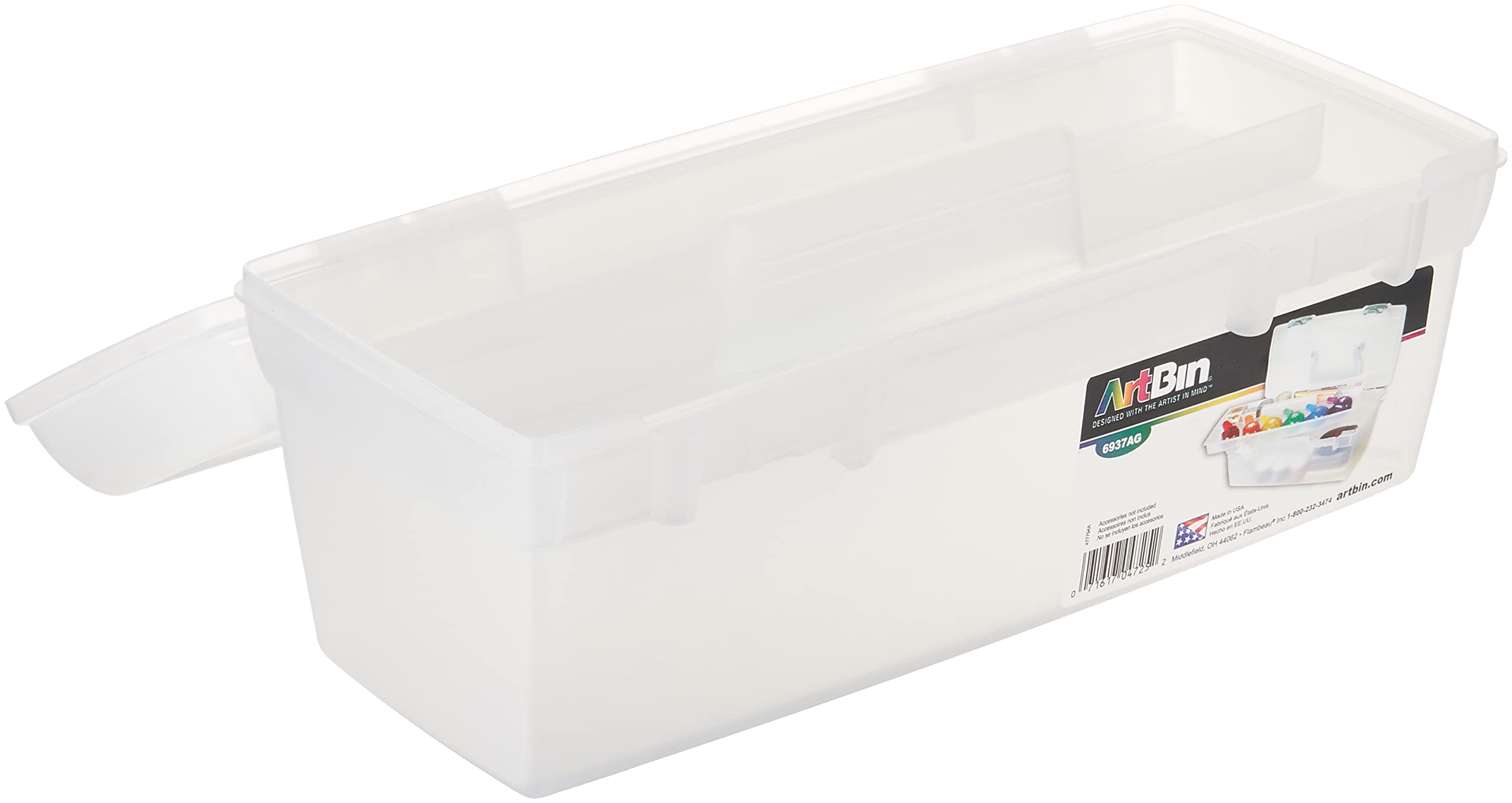 ArtBin 6937AG Essentials Lift-Out Tray Box, Portable Art & Craft Organizer with Handle and Tray, Clear/Aqua