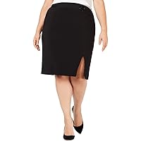 Nine West Womens Size Plus Assymmetrical Crepe Skirt With Belt Detail