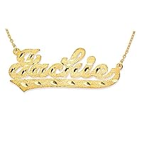 Rylos Necklaces For Women Gold Necklaces for Women & Men Yellow Gold Plated Silver or Sterling Silver Personalized Satin Finish Diamond Cut Nameplate Necklace Script Special Order, Made to Order