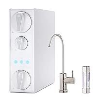 iSpring RO500AK-BN+UVF8 Tankless Reverse Osmosis Water Filtration System with Natural pH Alkaline Remineralization and LED UVF8 Light, 500 GPD, Brushed Nickel Faucet, 2:1 Pure to Drain Ratio