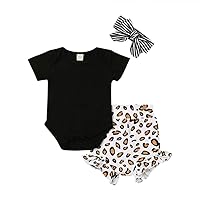 Multitrust Newborn Baby Girl Cotton Ruffled Short Sleeve Bodysuit Tops + Floral Shorts Baby Girl Clothes Set