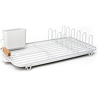 Full Circle Dish Jockey Dish Drying Rack – Space Saving Drying Rack for Kitchen Counter – Stainless Steel and Recycled Plastic Drainer with Holders for Plates, Cutlery, Pots and Pans