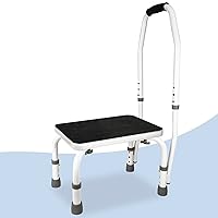 Step Stool with Handle, Adjustable Step Stool, Bed Step for High Beds for Adults, Elderly Bedside, Height Adjustable Elderly Step Stool, Padded Non-Slip Hand Grips, Heavy Duty Holds 330 Lbs
